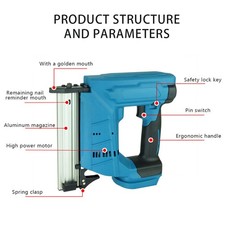 UK Handheld Electric Nail Gun Brushless Nail Gun For Makita 18V BatteryZE