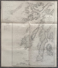 1868 (1943) Antique Map; Admiralty Chart 2515. Mull of Kintyre to Ardnamurchan
