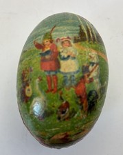 Antique German Easter Egg Paper Mache Egg Holders  - Boy and Girl + Animals 1920