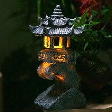 Solar Powered Palace Lanterns Spire Solar Lamp Stone Pagoda Lantern Tower Statue