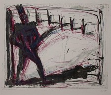 Veronika Wagner Portrait of Man Abstract Orig Lithograph 1988 Preferred Print 2/10