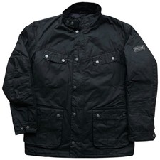 Barbour Tourer Duke Wax Waterproof Black Biker Quilt Country Jacket Coat Size XL
