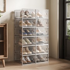 12x White Foldable Boxes Rack