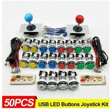Illuminated Button 2 Joystick + 50 LED Game Controllers USB Kit Parts DIY Arcade