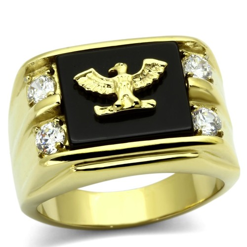 Mens gold eagle ring signet - ring,