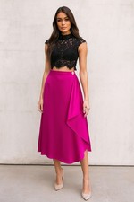 Ladies Midi Wrap Skirt Satin