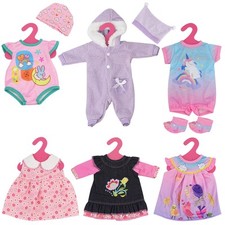 Born Baby Doll Set of 6 Outfits 12-16" Dolls Clothes Romper Pink Dress BiBi Doll
