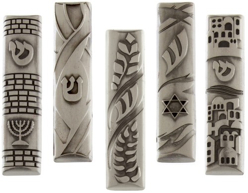 Pewter car mezuzah case - pewter,