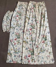 Vintage Dorma Guinevere Unlined Tape Top Curtains & Frilled Tiebacks 55” x 64”l