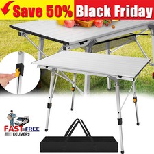 NEW FOLDING CAMPING TABLE ALUMINIUM PICNIC PORTABLE ADJUSTABLE PARTY BBQ OUTDOOR