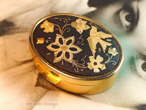 Damascene black and gold - , birds