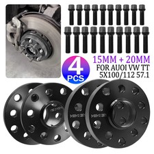 2x 15mm & 2x 20mm Wheel Spacers Bolts For VW TT Audi Hub Centric 5x100/112 57.1