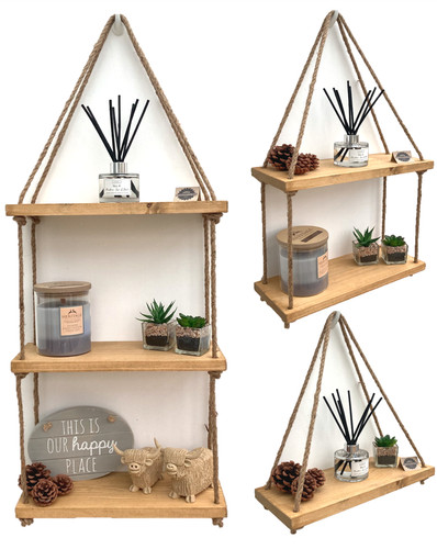 Rustic wooden hanging rope - wooden,