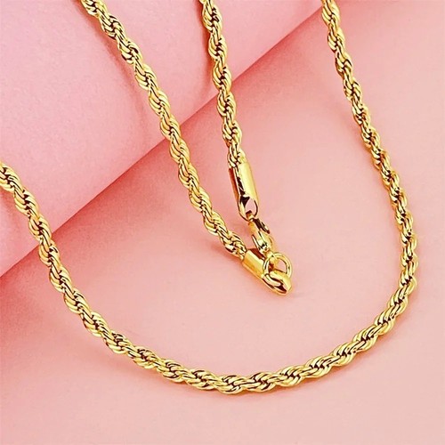 18k gold inch rope necklace - gold,