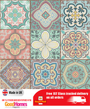 Tile stickers transfers wall Vintage Victorian Moroccan retro mosaic