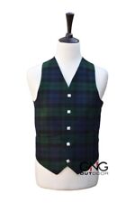 Men's Wedding Black Watch Tartan Vest 5 Button Scottish Kilt Waistcoat