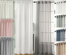 Pom Pom  Trim Voile Curtain
