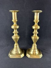 Vintage Large Solid Brass Dinner Taper Candle Holders Candlesticks Traditional 