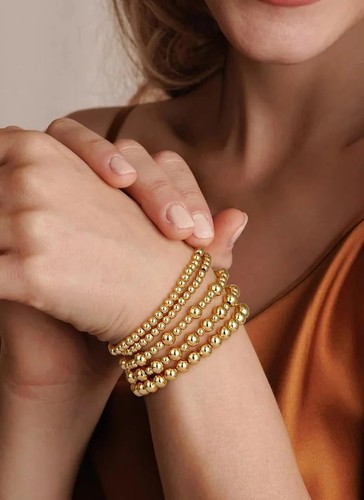 Gold bead bracelets for women - gold,