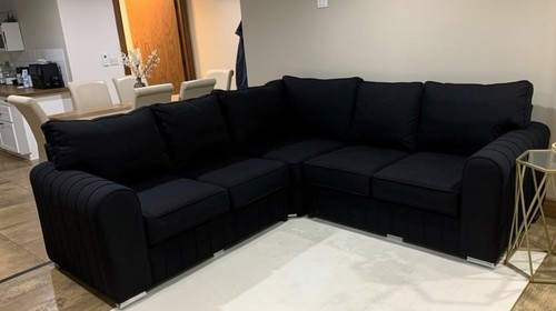 Black plush 2c2 corner sofa - plush,