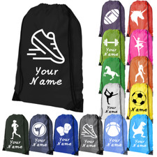 Personalised Name Drawstring Bag School PE Kit Swim Dance Football Sport Gym Bag