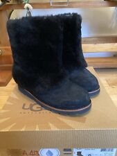 UGG® AUSTRALIA MAYLIN BLACK SUEDE & SHEEPSKIN BOOTS UK 4.5 Fits UK 4 RRP £255