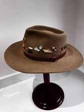 Akubra Snowy River Fur Felt Hat With World Travel Pins Australian Outback Style