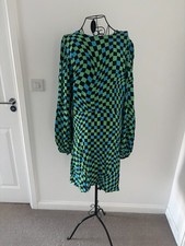 Never Fully Dressed Checked Blue Green Black Dress Size 16, Excellent Condition