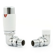 Radiator Valves Modern Thermostatic Corner TRV  - Estuary | Hot Flow