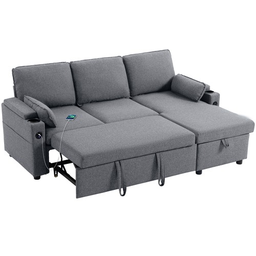 Homcom corner sofa bed l - homcom, bed,