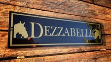Gold and Gloss Black  Stable Door Horse Name Plaque Plate Sign .