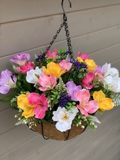Colourful Alstro Lily Garden Hanging Basket Artificial Flowers Outdoor Plants