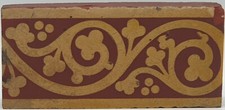 Victorian Red Encaustic Border Tile Floral Design By Chamberlain & Co C1840 AE1