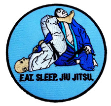 Brazilian Jiu Jitsu Patch (3.5") Eat Sleep BJJ Iron-on Badge Grappling Gi Kimono