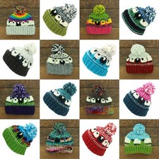Wool Beanie Hat Bobble Knit