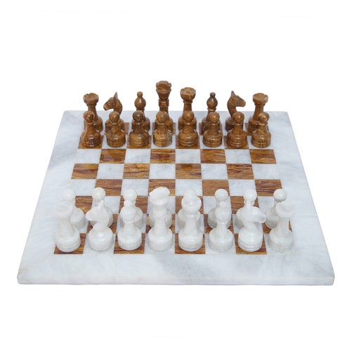Marble chess set white brown - set,