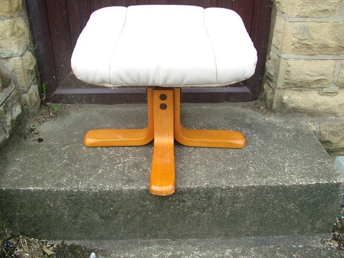 Vtg mid century - stool, beige