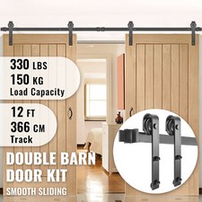 VEVOR Barn Door Hardware Kit Barn Door Kit 12 FT Carbon Steel for Double Doors