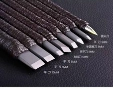 8Pc Sharp Tungsten Steel Carving Set for Wood Stone Seal Carving With Bag