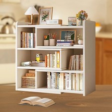 Wooden Shelf Bookcase Shelving 4 Tier Display Storage Unit Stand Stretchable-UK