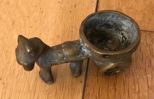 Vintage brass donkey and cart - vintage,