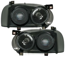 Headlights black Doka twin left + right with crosshairs for VW Golf 3 91-97
