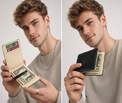 Black cream mens money clip - money,