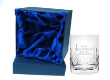Personalised CR2 Engraved Crystal Whisky Mixer Glass in Silk Linned Gift Box