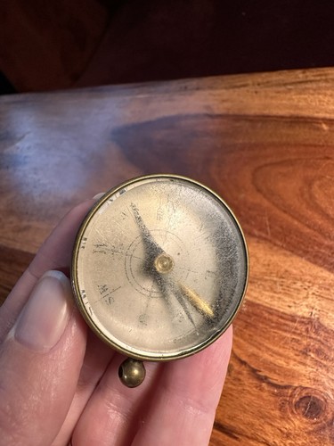 Vintage brass pocket compass - pocket,