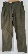Uniqlo Utility Moleskin Trousers Men Small Olive Cotton Stretch Wide Fit Casual