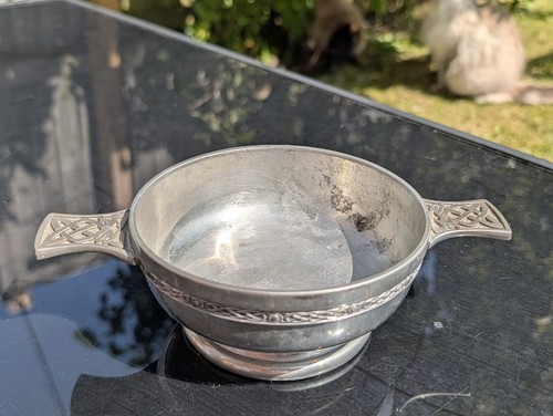 Scottish piper pewter quaich - scottish,