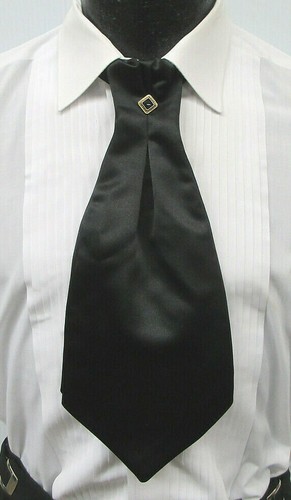 Black satin cravat tie - tie, with