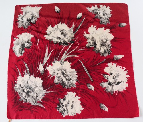 Vintage 1950s silk scarf - silk,