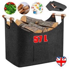 Log Basket Fire Wood Storage Fireplace Kindling Box Old Apple Crate Firewood Bag
